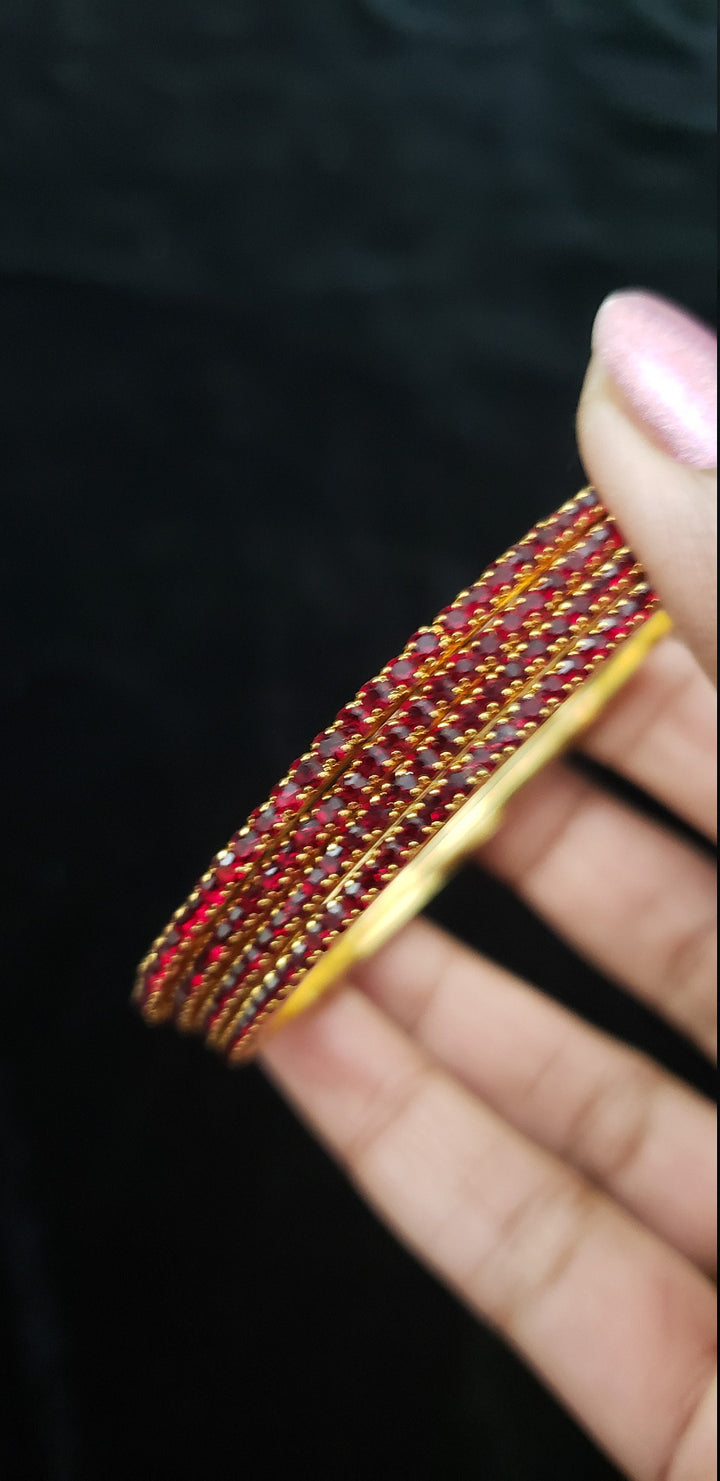 Maroon stone bangles