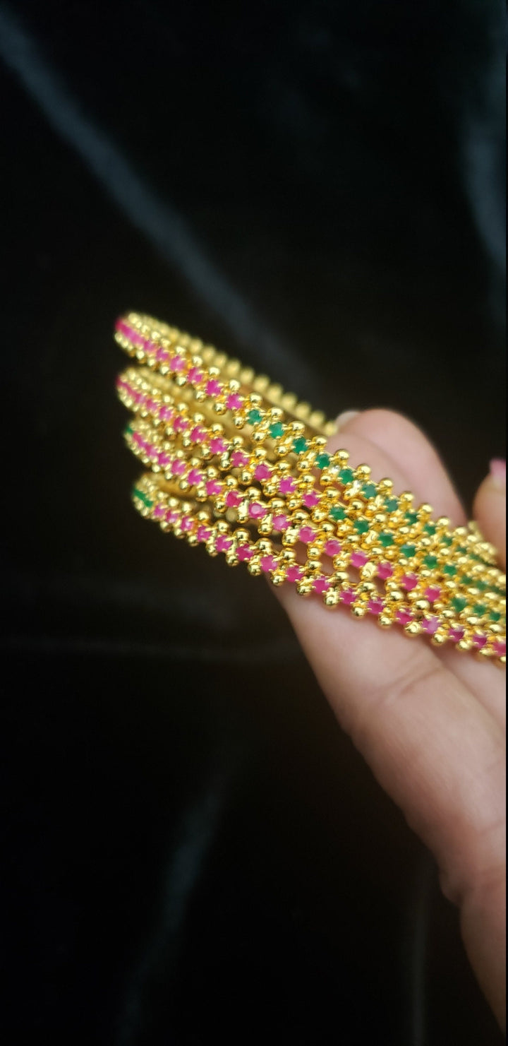 Pink and green Bangles Set