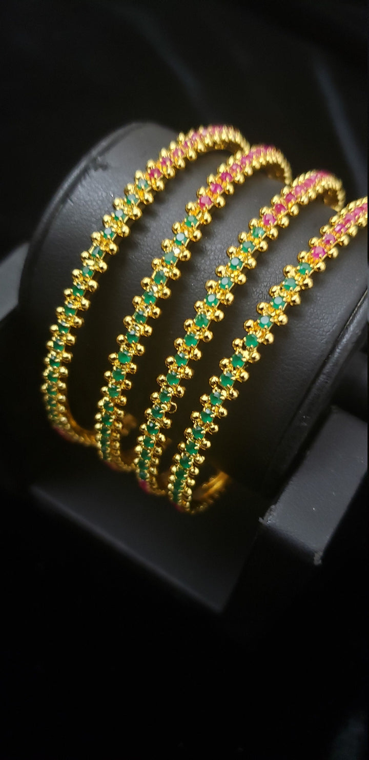 Pink and green Bangles Set