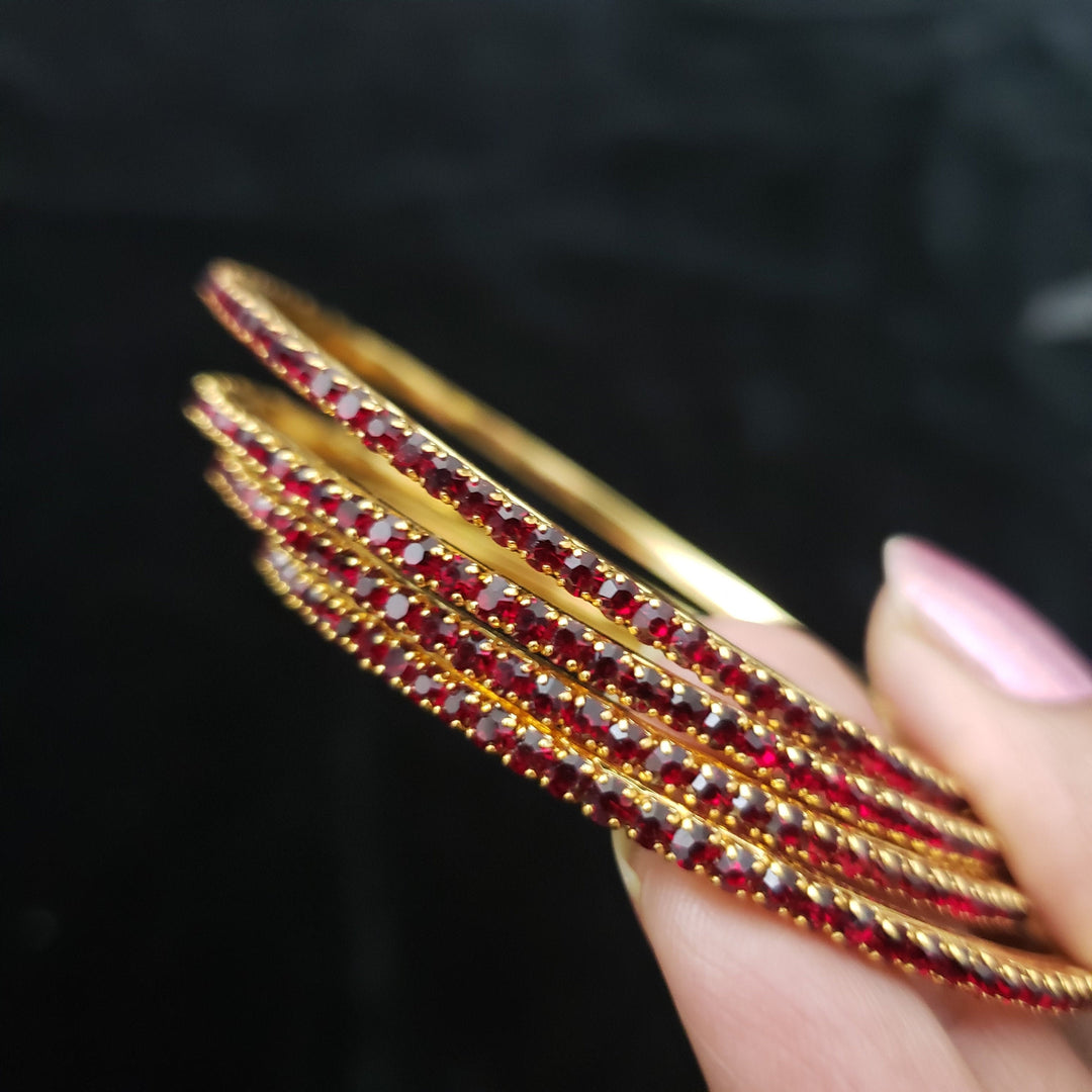 Maroon stone bangles