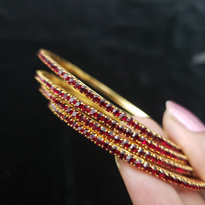 Maroon stone bangles