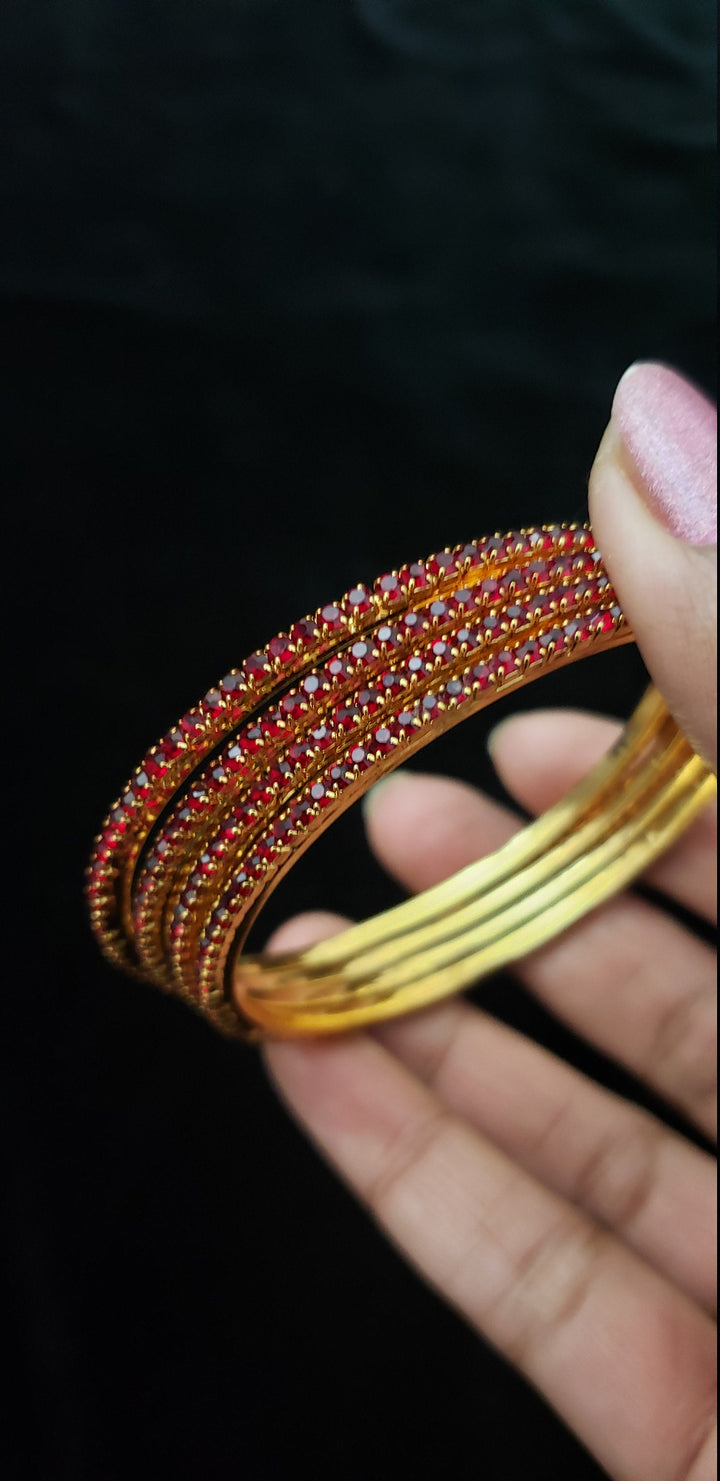 Maroon stone bangles