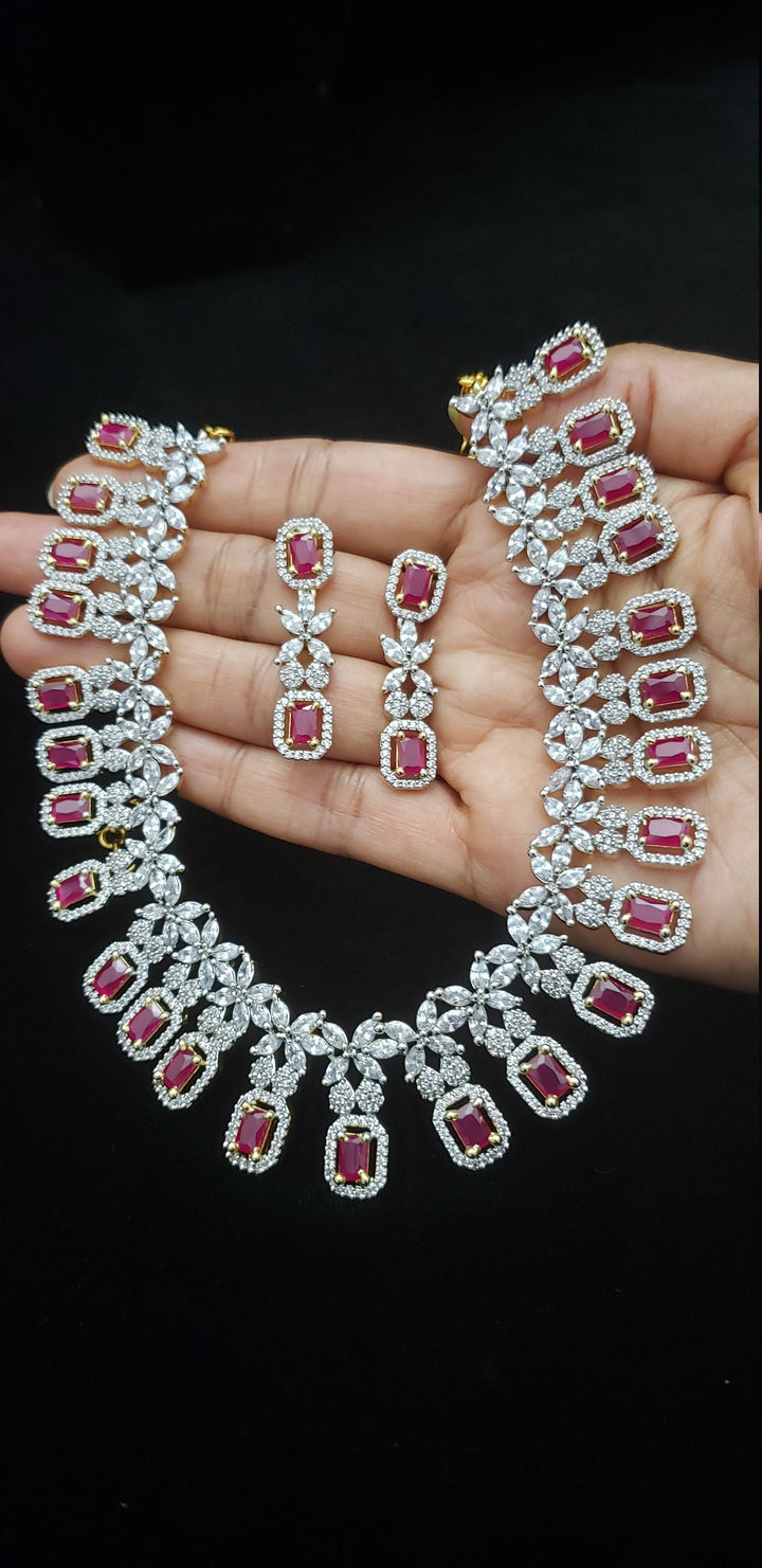 Ruby and CZ necklace
