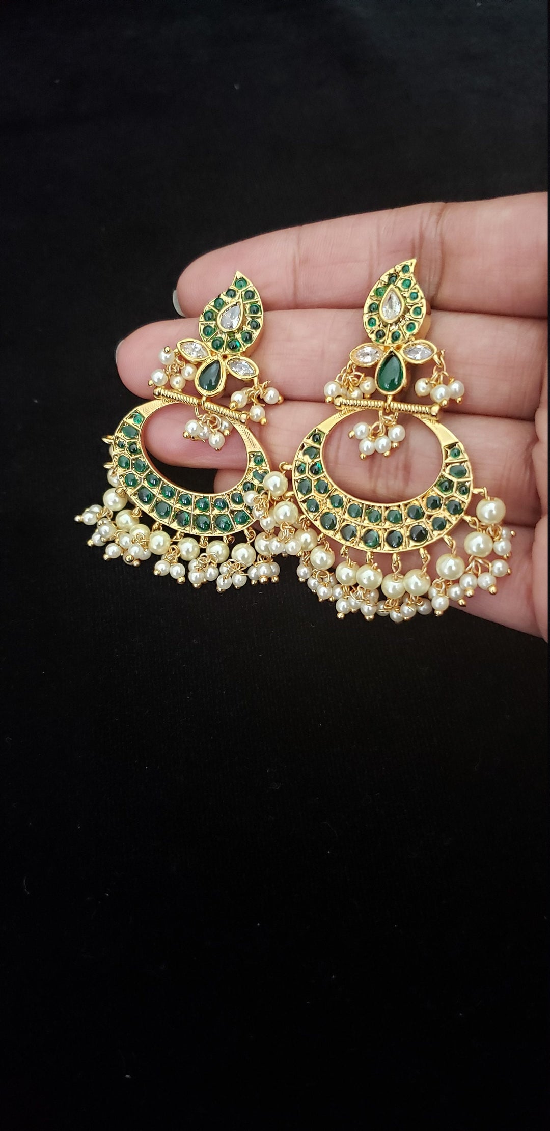 CZ Chandbali earrings