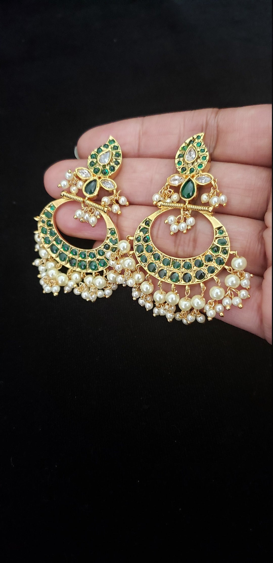 CZ Chandbali earrings