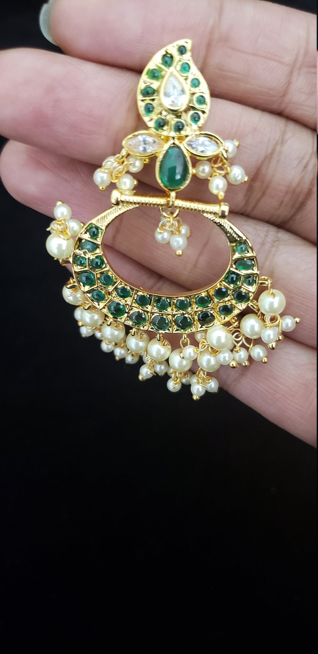 CZ Chandbali earrings