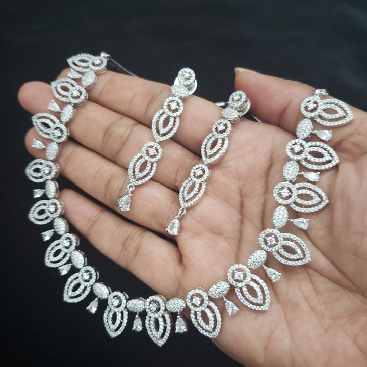silver cover CZ Necklace