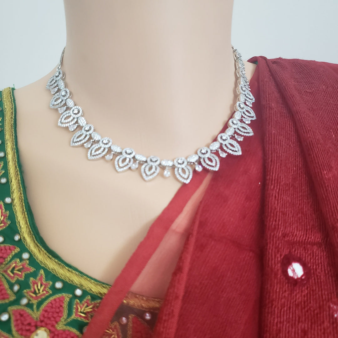 silver cover CZ Necklace