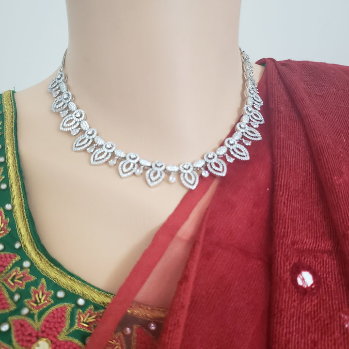 silver cover CZ Necklace