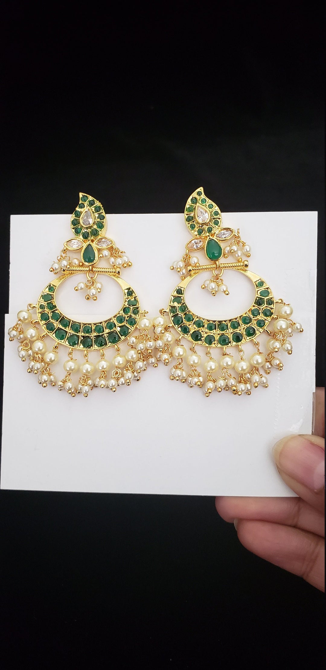CZ Chandbali earrings