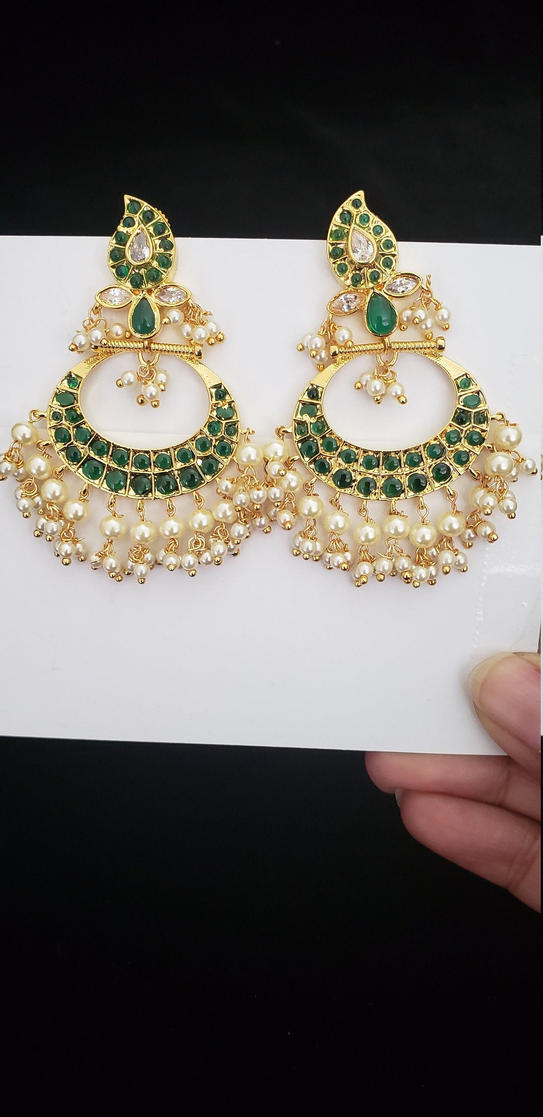 CZ Chandbali earrings
