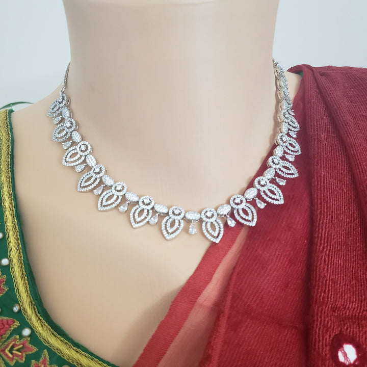 silver cover CZ Necklace
