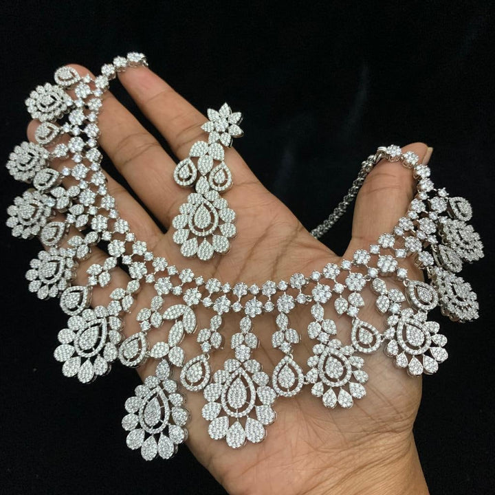 Silver covering CZ  Necklace