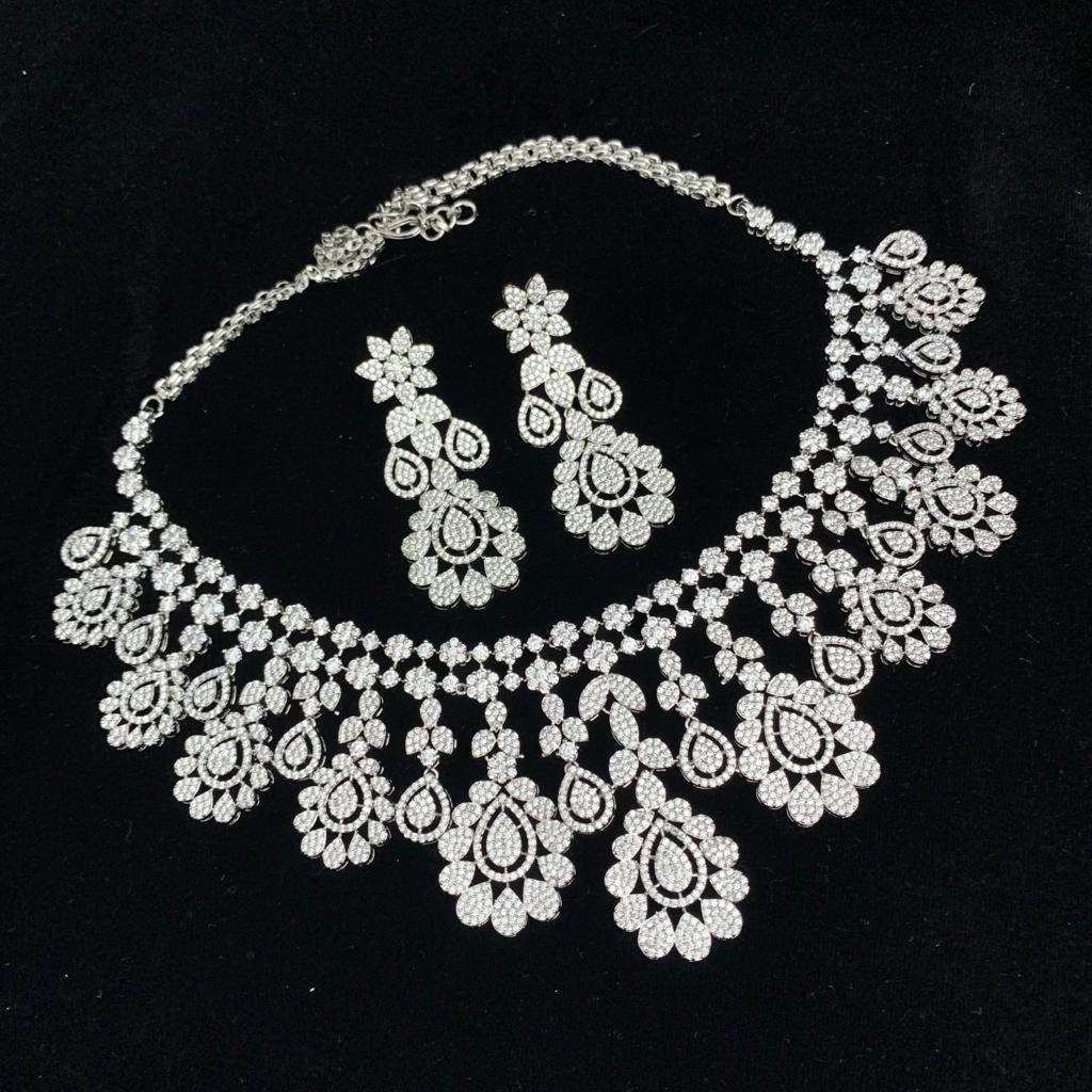Silver covering CZ  Necklace
