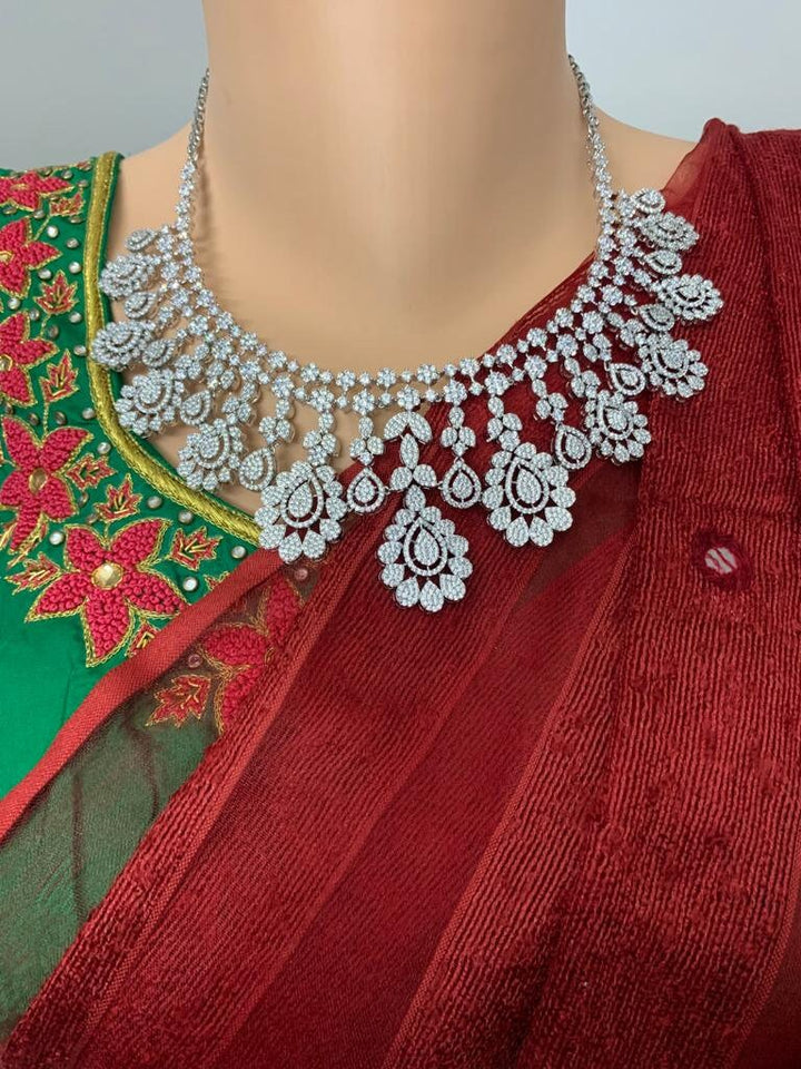 Silver covering CZ  Necklace