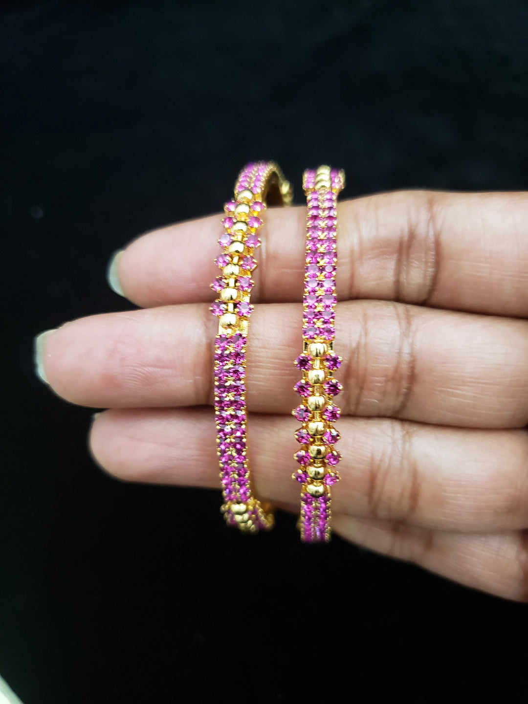 Pink stones Bangles Set