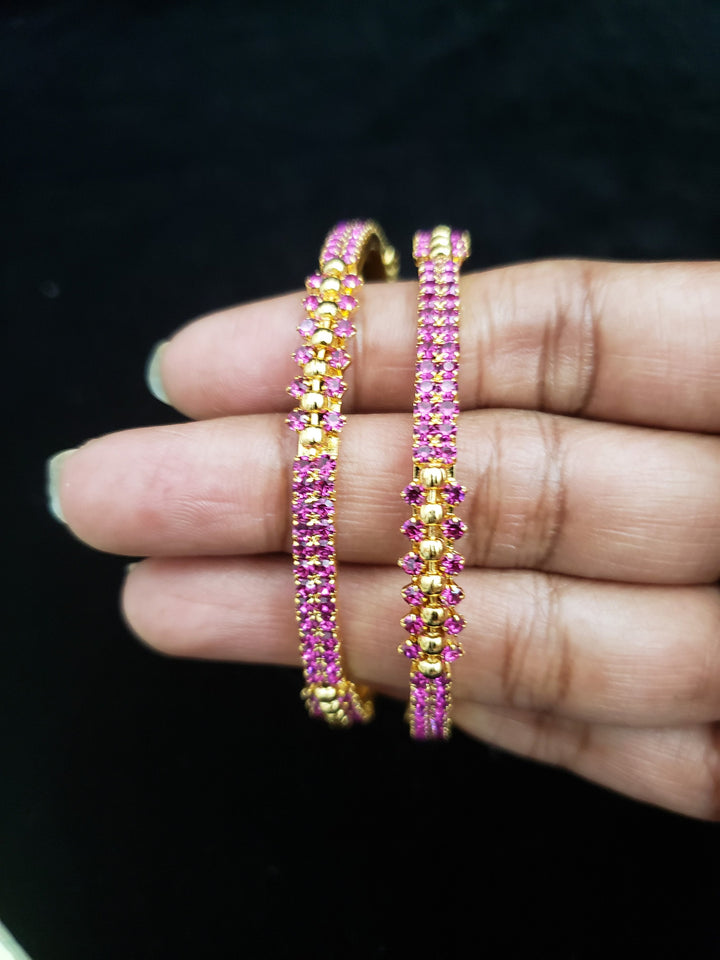 Pink stones Bangles Set