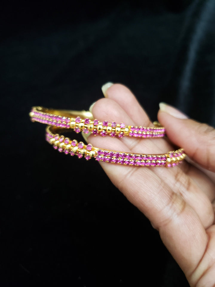 Pink stones Bangles Set