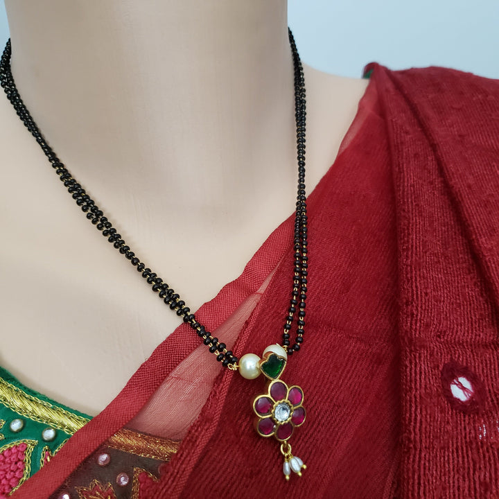 Brass kundans Black beads