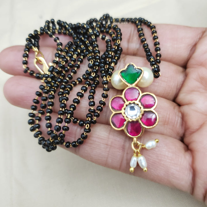 Brass kundans Black beads