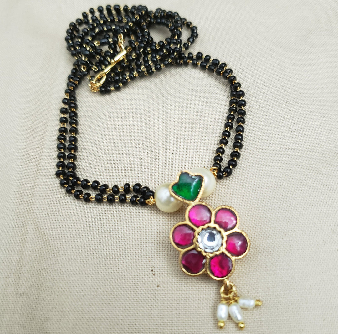 Brass kundans Black beads