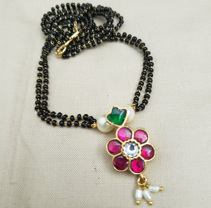 Brass kundans Black beads