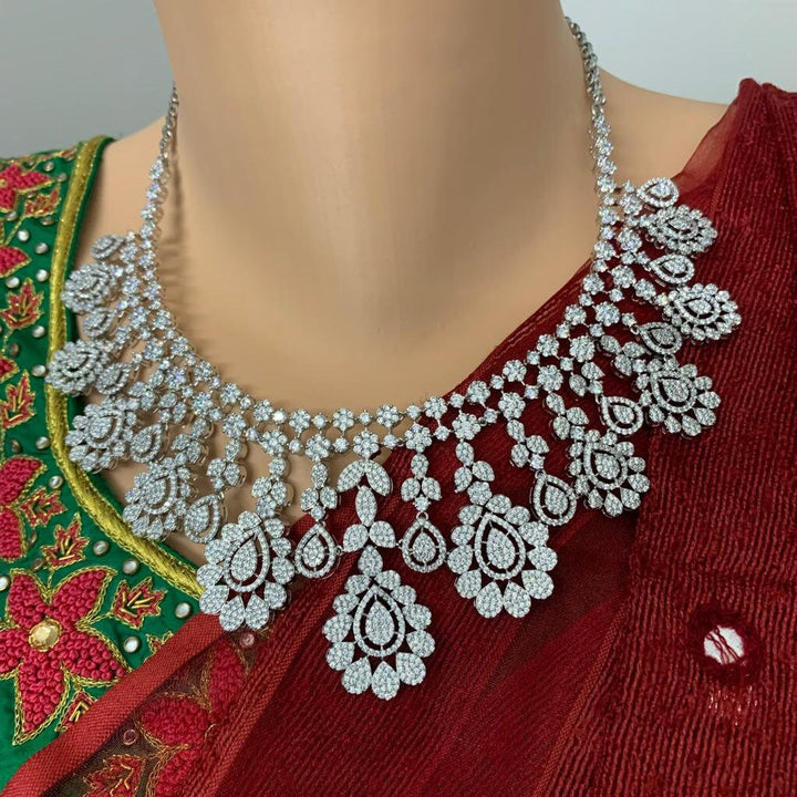 Silver covering CZ  Necklace