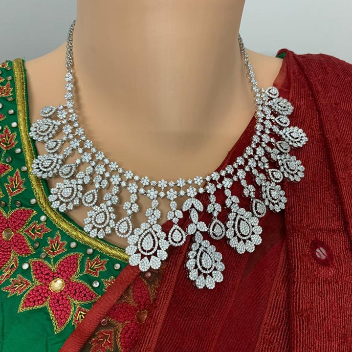 Silver covering CZ  Necklace