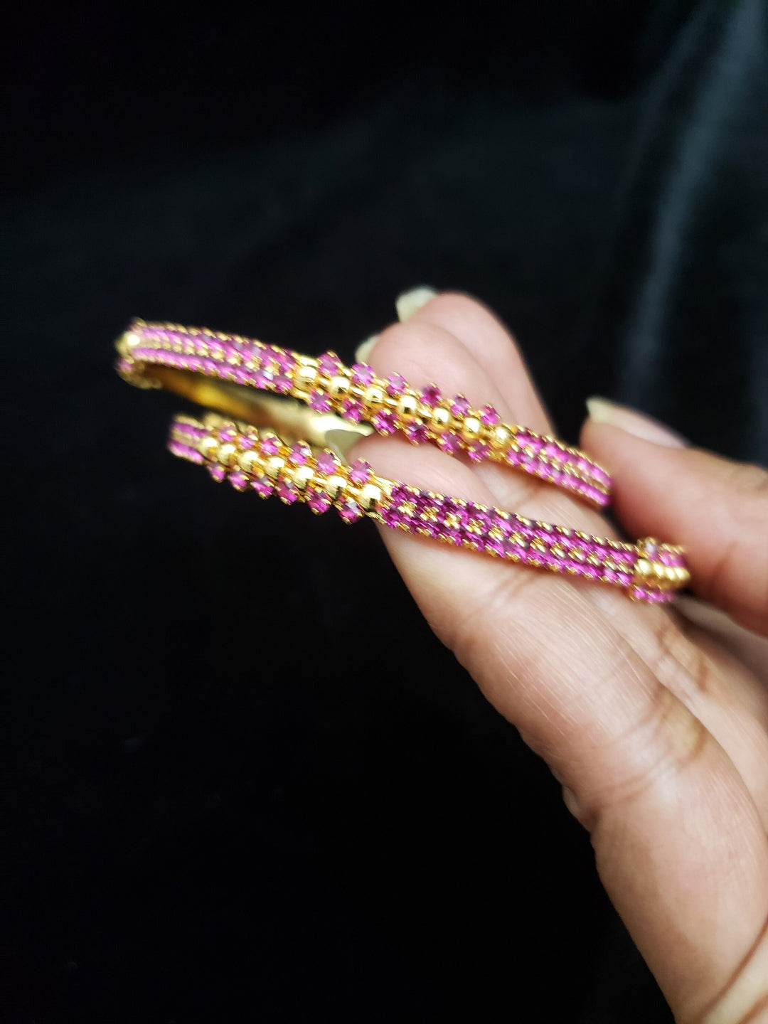 Pink stones Bangles Set