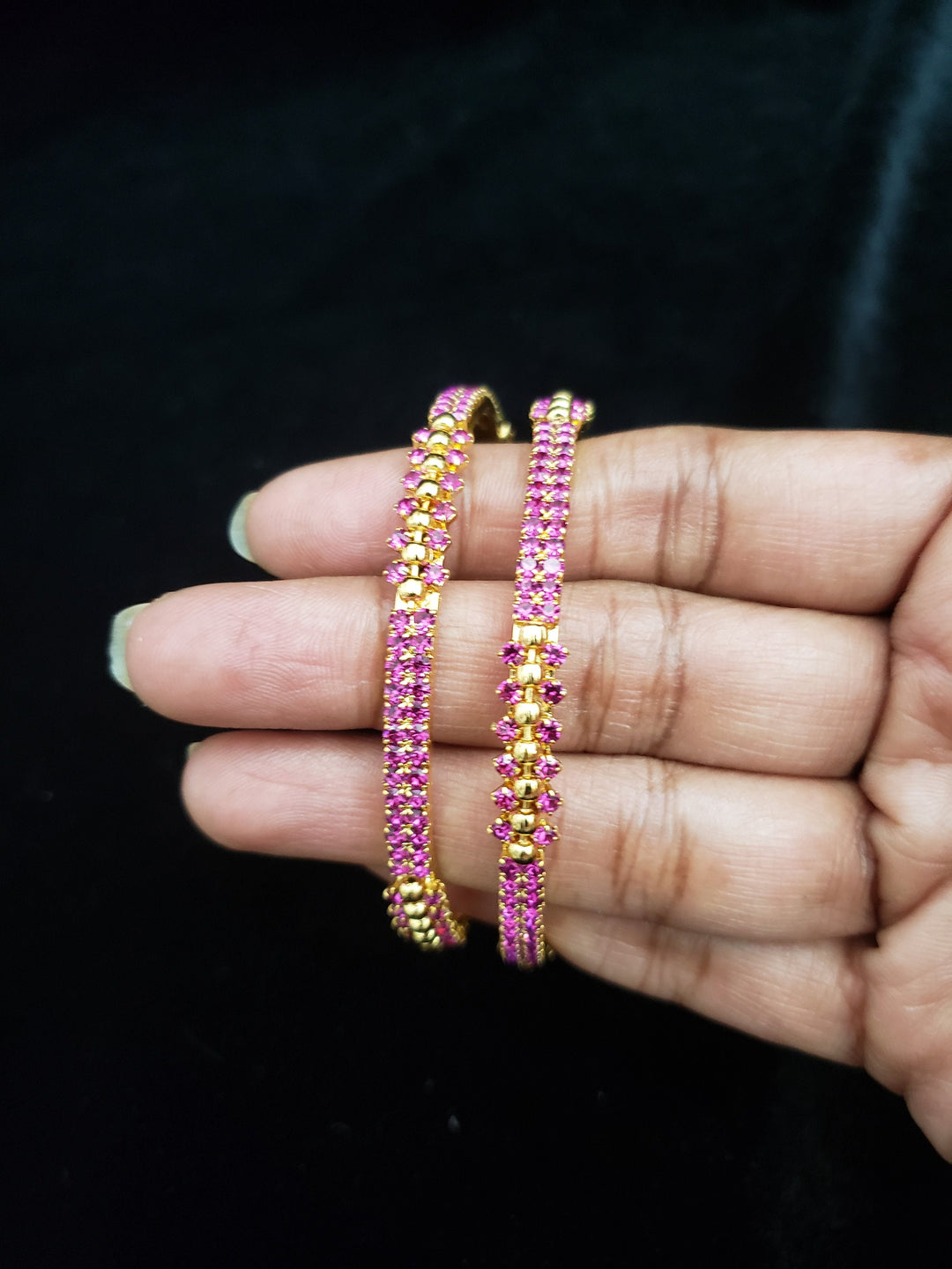 Pink stones Bangles Set
