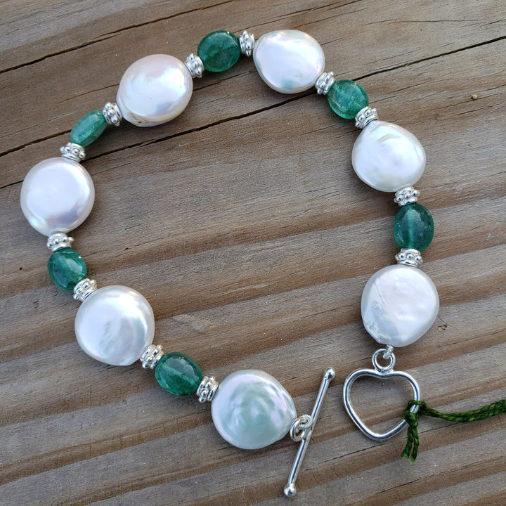 Coin Pearls Silver Bracelet