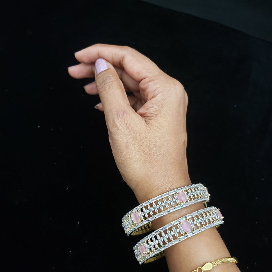 light pink stones Bangle set