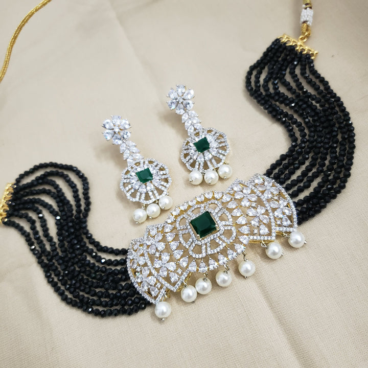 CZ Black beads choker set