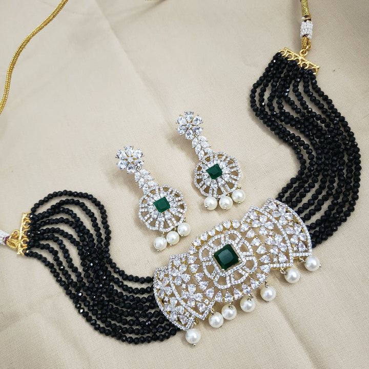 CZ Black beads choker set
