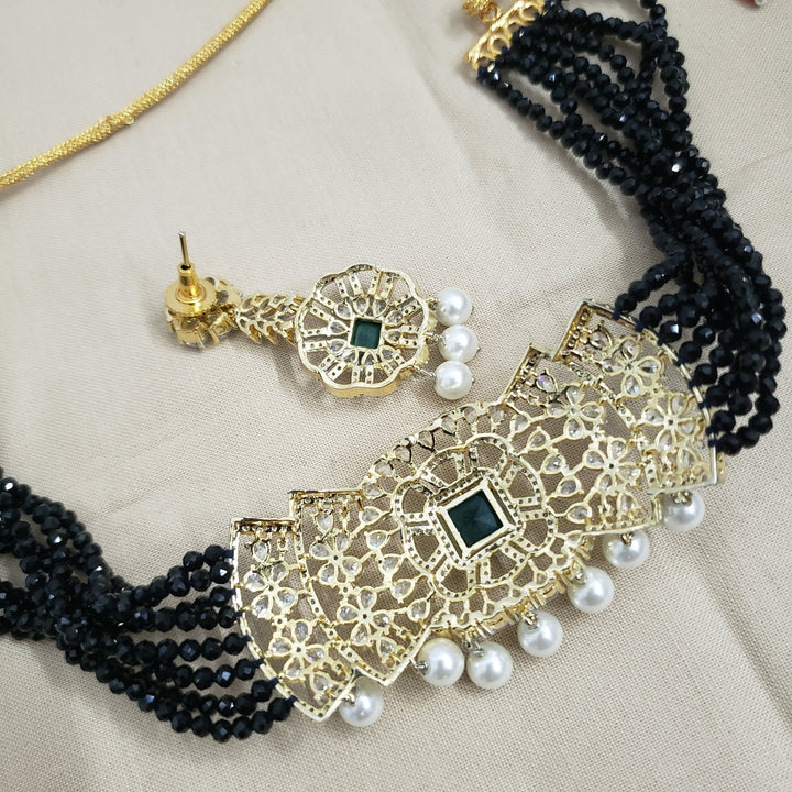 CZ Black beads choker set