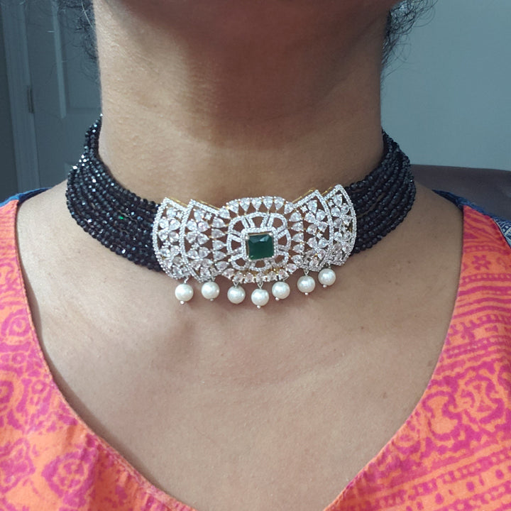 CZ Black beads choker set