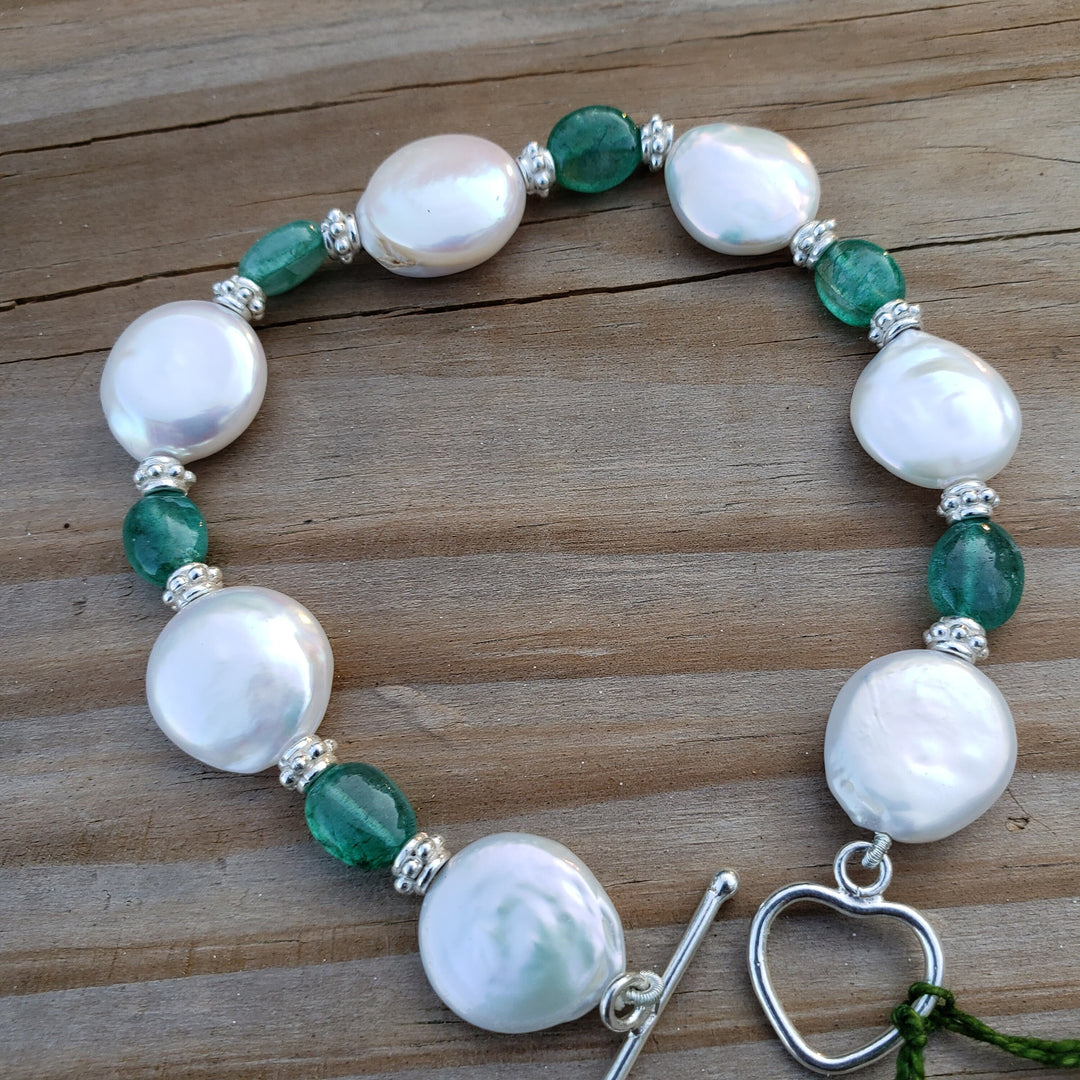 Coin Pearls Silver Bracelet