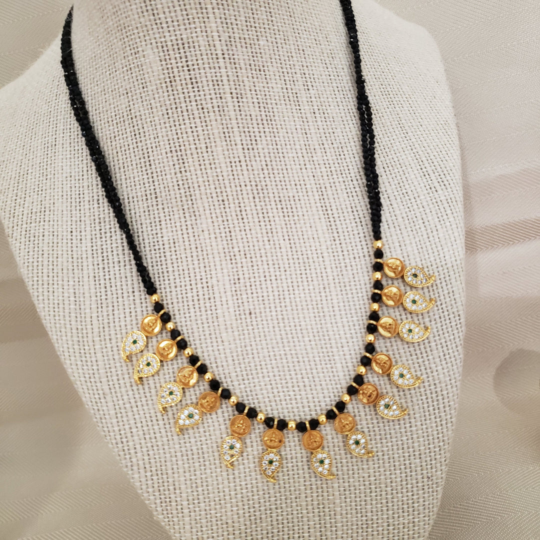 Short 2 lines Black beads
