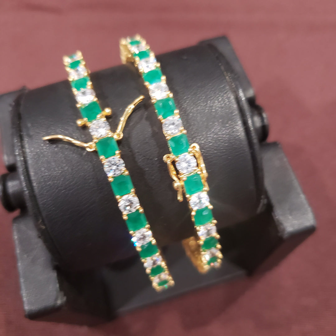 Green and CZ Bangles Set
