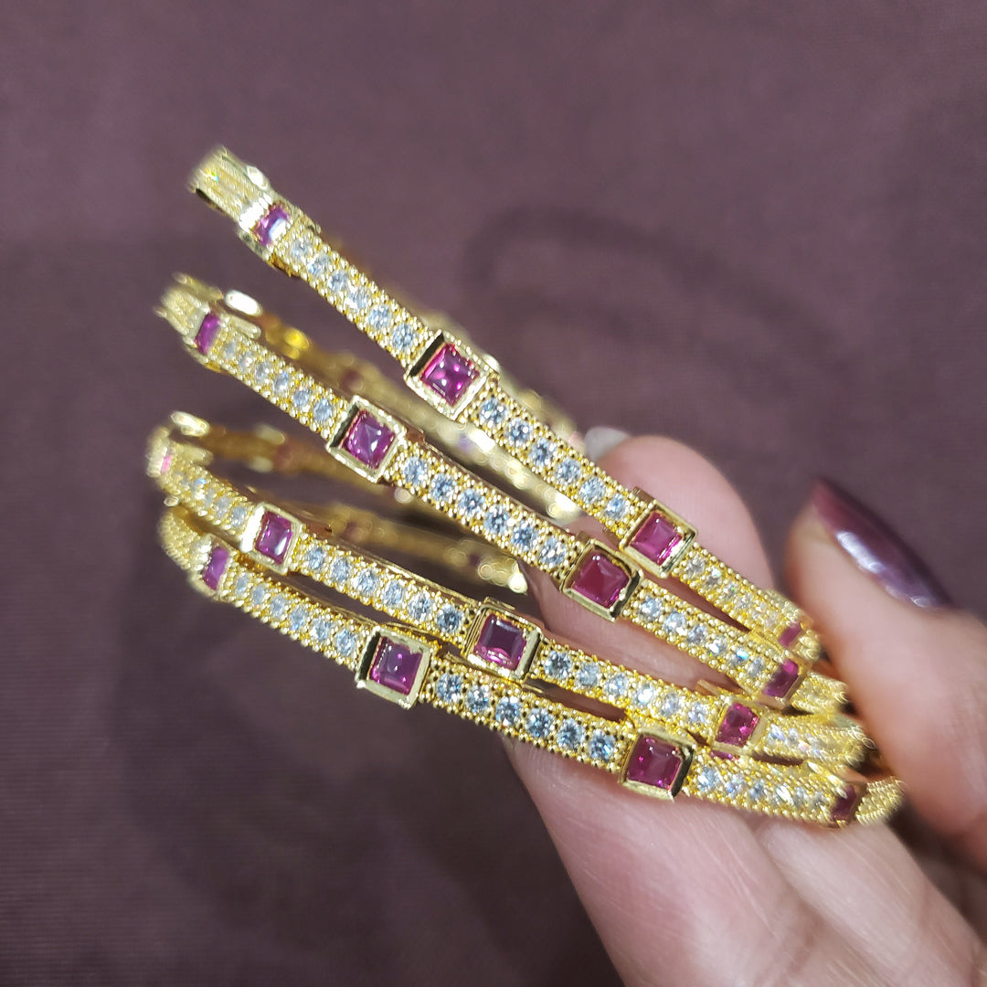 Pink CZ 4PC  bangles,