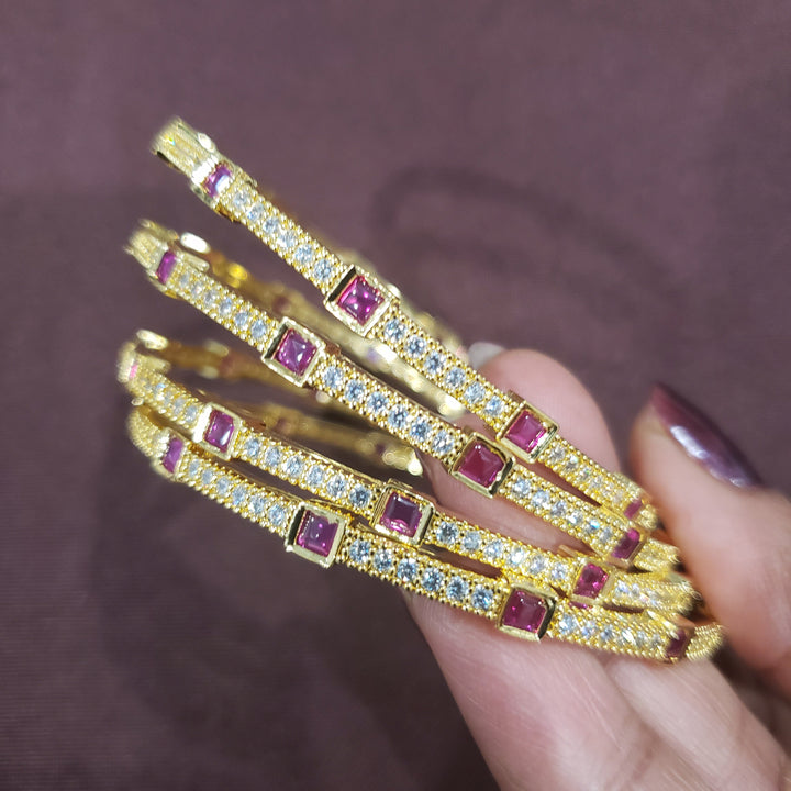 Pink CZ 4PC  bangles,