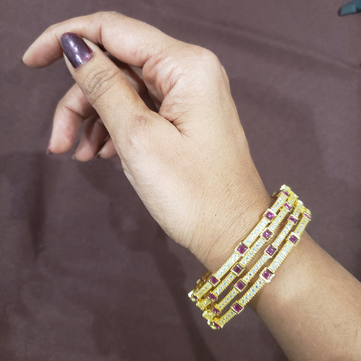 Pink CZ 4PC  bangles,
