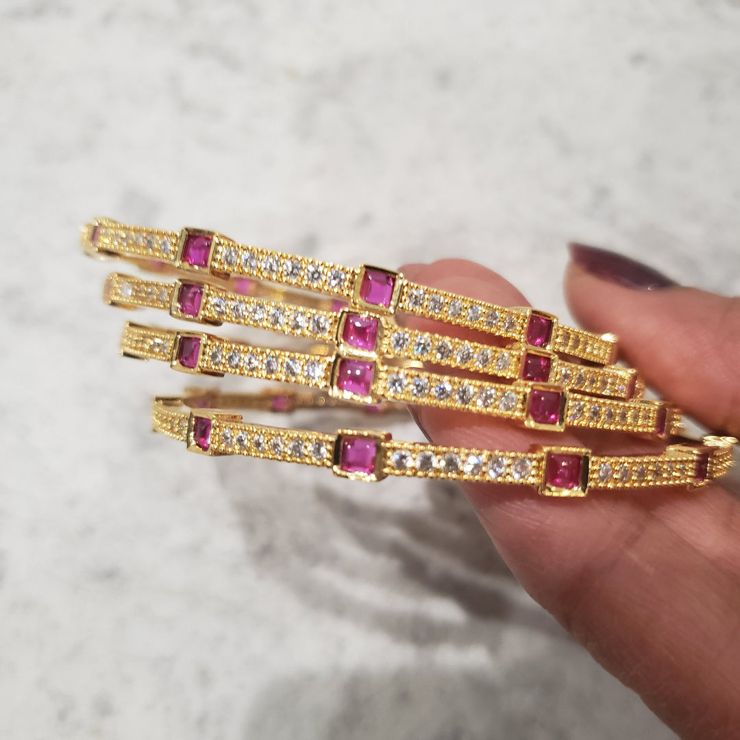 Pink CZ 4PC  bangles,