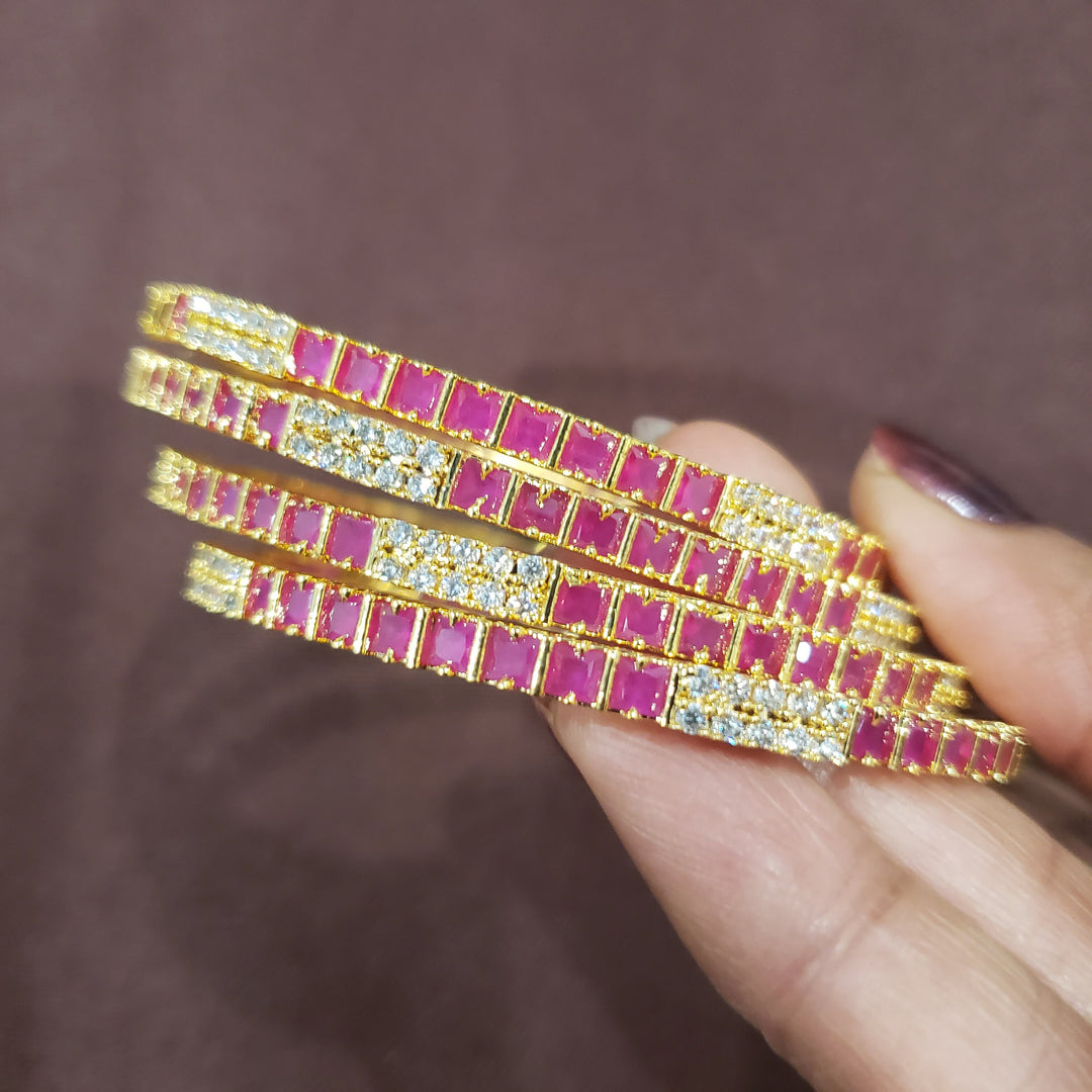 Pink cz Bangles Set