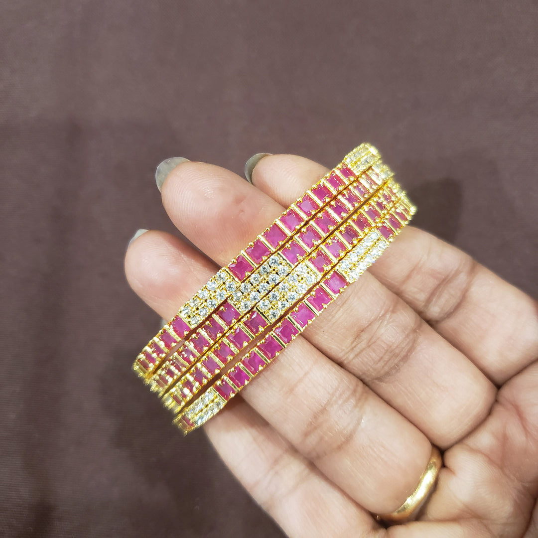 Pink cz Bangles Set