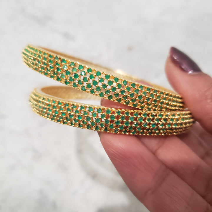 Green Stone Bangles Set