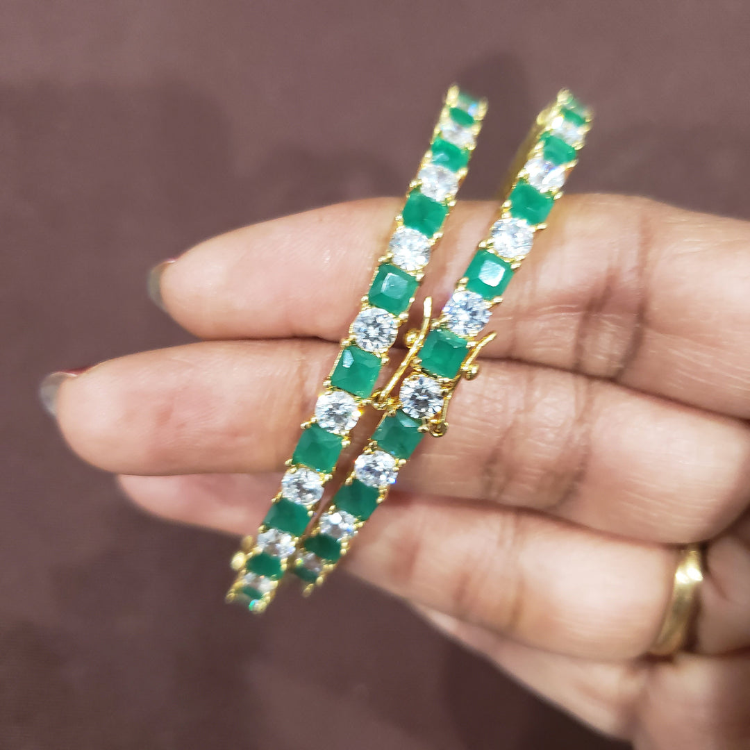 Green and CZ Bangles Set