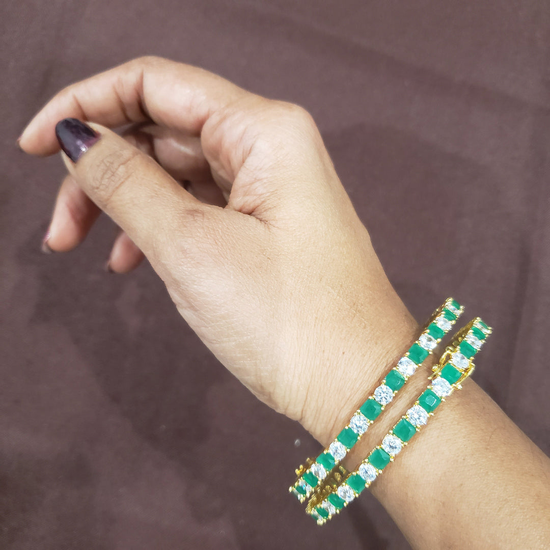 Green and CZ Bangles Set