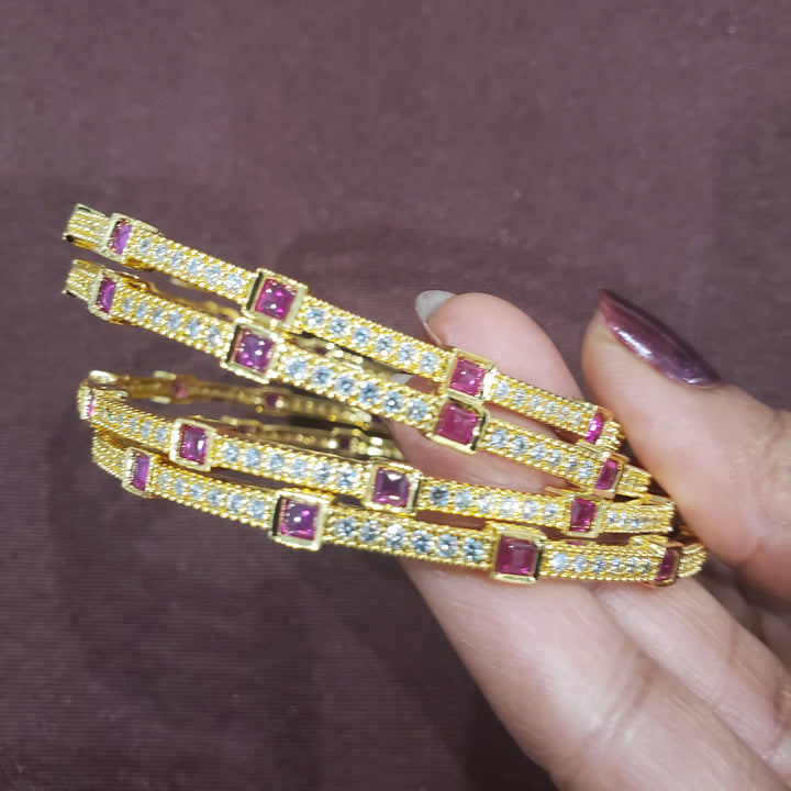 Pink CZ 4PC  bangles,