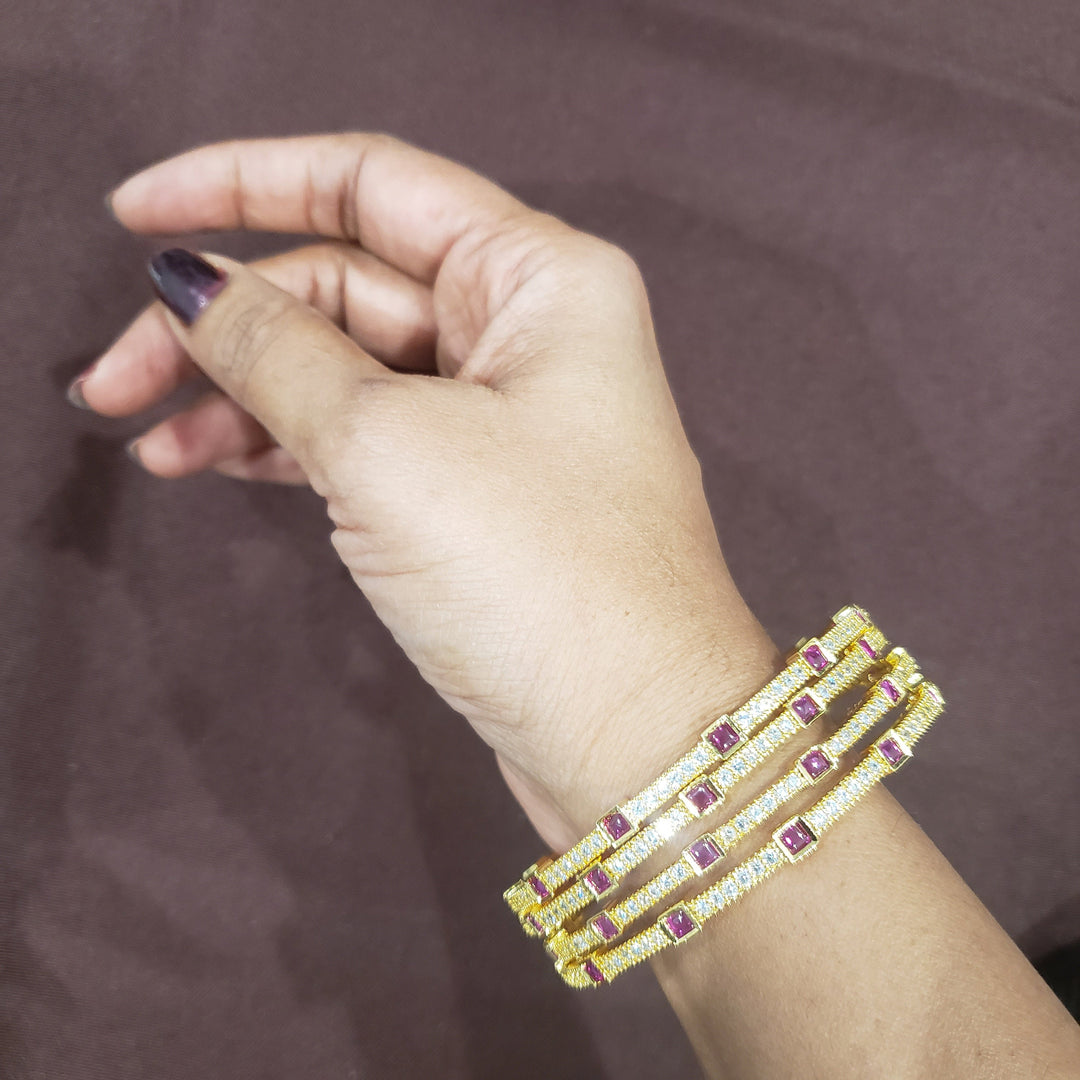 Pink CZ 4PC  bangles,